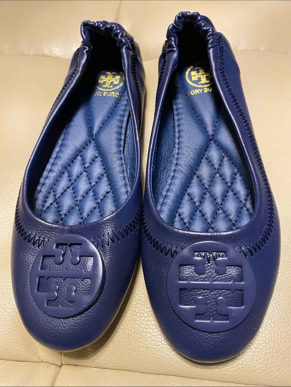 Tory Burch Navy Blue Reva Ballet Flats